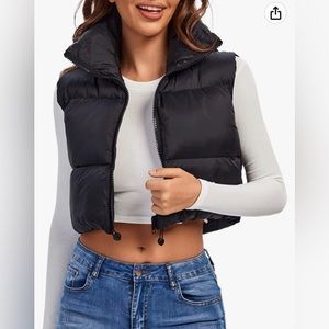 NEW Trendy Black Cropped Puffer Vest